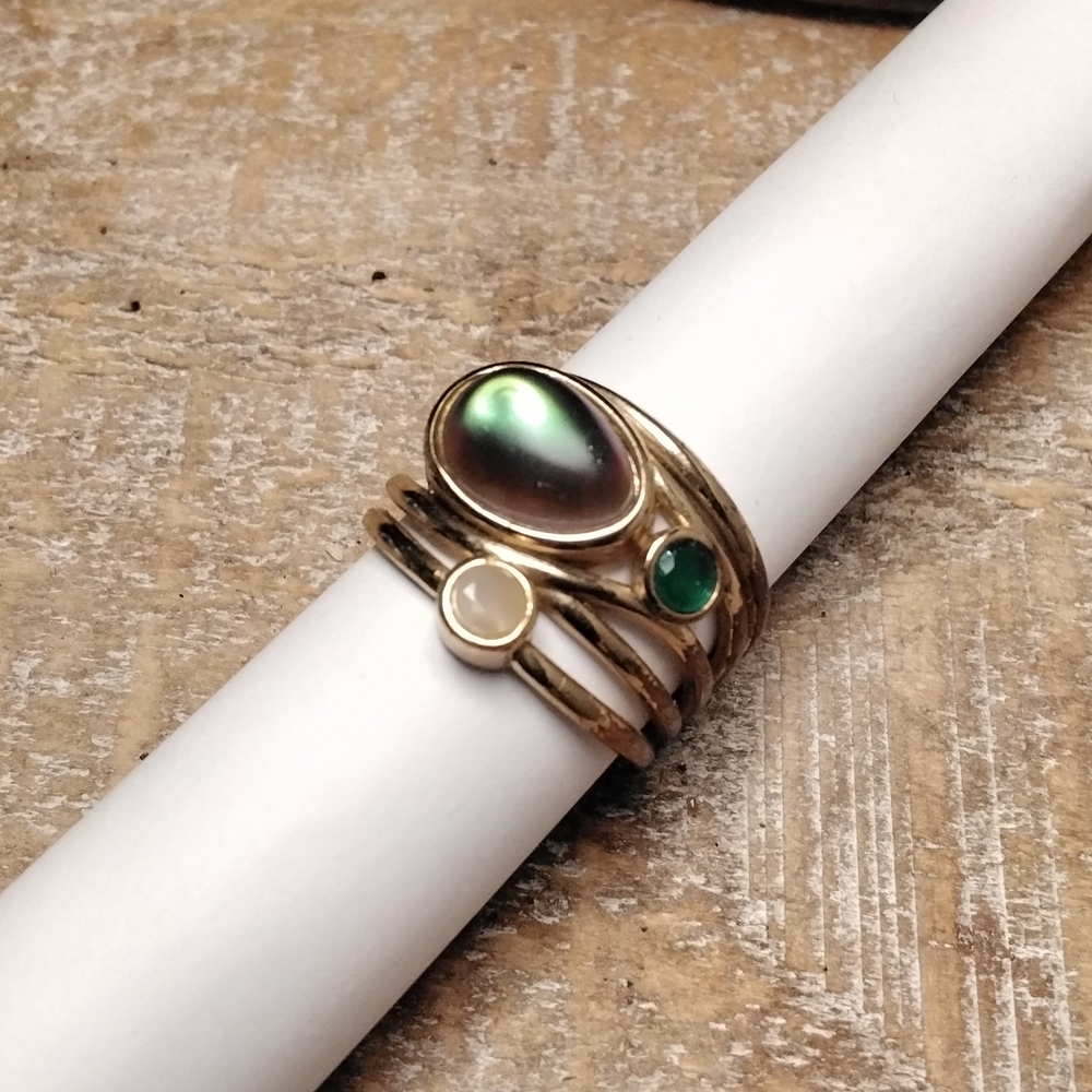 Iridescent Stone Copper Ring